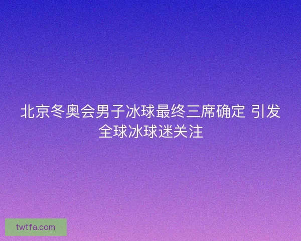 北京冬奥会男子冰球最终三席确定 引发全球冰球迷关注